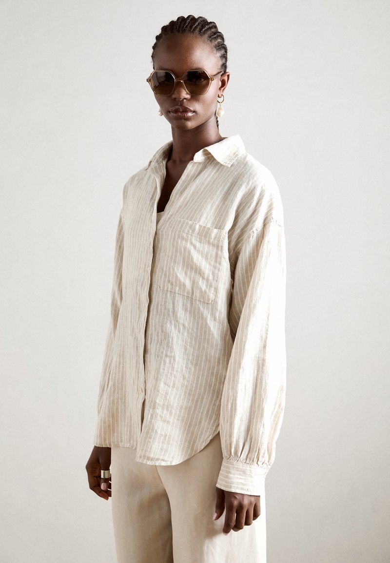 Marc O'Polo BLOUSE LONG SHAPE LONG VOLUME SLEEVES CHEST POCKET - Button-down blouse - multi