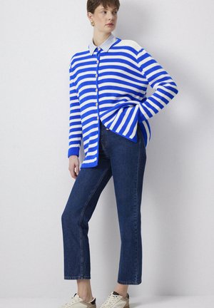 STRIPED WITH GOLD BUTTONS - Cardigan - saks mavisi