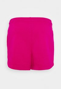 Fuchsia träningsoveraller med en slät textur, elastisk midja och dubbelsydda sömmar. Inga fickor. Enkel, funktionell design.