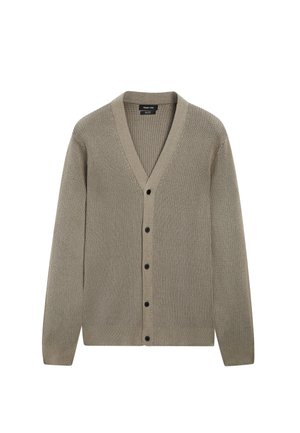 Massimo Dutti BUTTONED V-NECK LONG SLEEVE - Cardigan - light brown