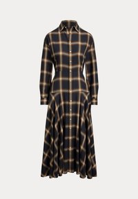 PLAID TWILL PANELED SHIRTDRESS - Tričkové šaty - navy/brown