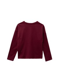 Bordeaux lange mouwen shirt van katoen, met een ronde halslijn, verlaagd schouders en een relaxte pasvorm met een gladde textuur.