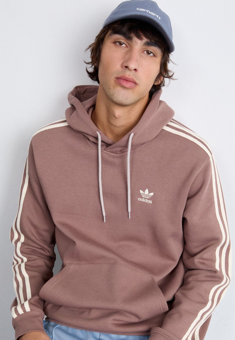 Adidas Stripe Hoodie Adidas Originals 3-STRIPES Hoodie Trace Brown