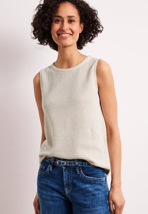 Street One TOP MIT RUNDHALS UND STRUKTURSTREIFEN - Débardeur - clay sand