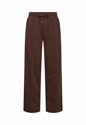 Brune brede sweatpants med elastisk talje og justerbar snor, med forlænger og et blødt bomuldsblanding stof.