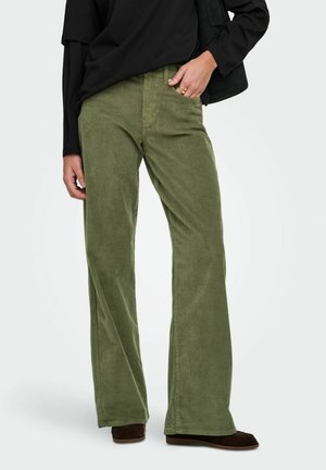 ONLY ONLHOPE GLOBAL HW WIDE CORD PNT NOOS - Pantalon classique - khaki