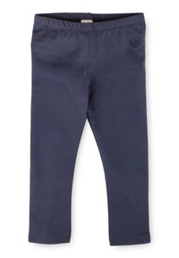 Leggings blu navy realizzati in un tessuto morbido ed elastico, con una vita elasticizzata e una piccola patch con logo sul lato superiore.