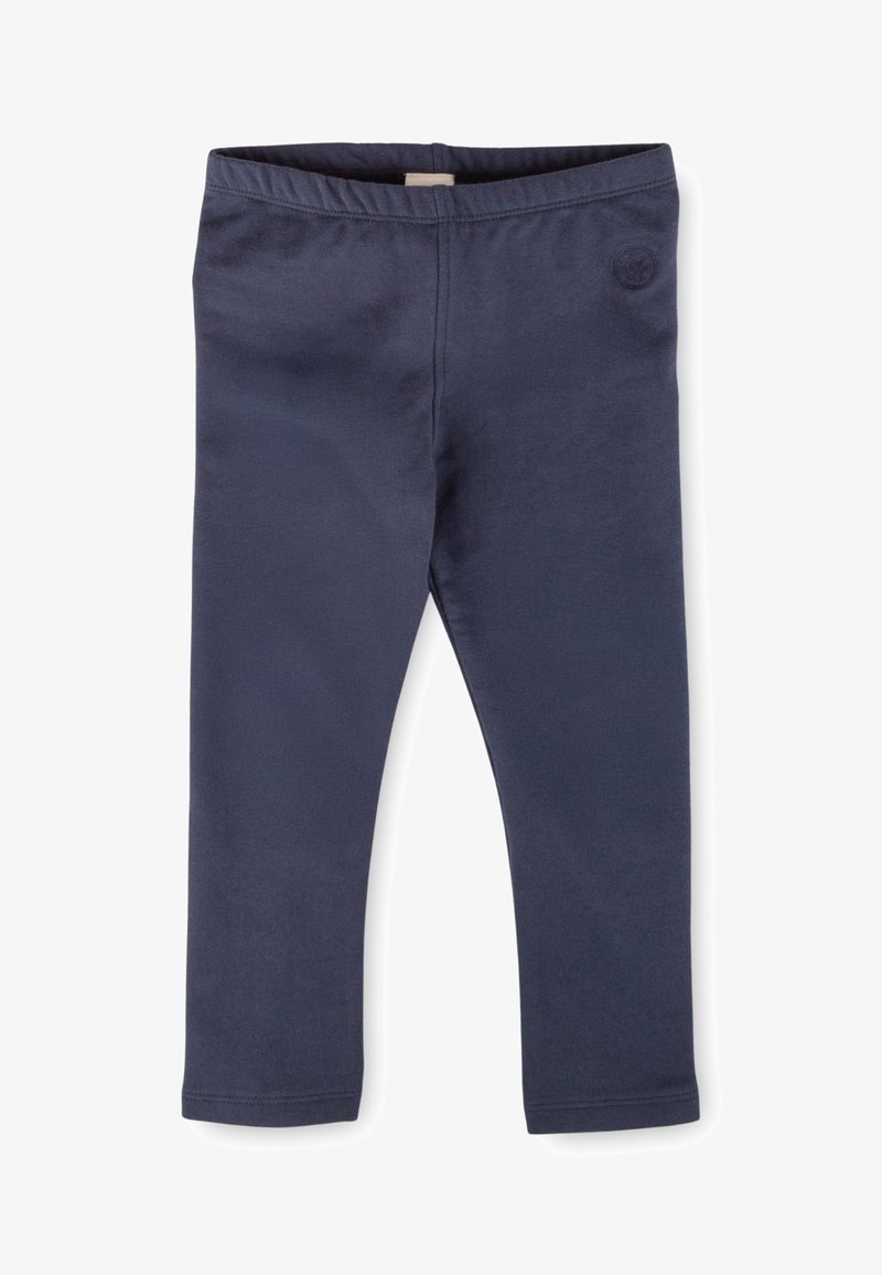 Leggings blu navy realizzati in un tessuto morbido ed elastico, con una vita elasticizzata e una piccola patch con logo sul lato superiore.