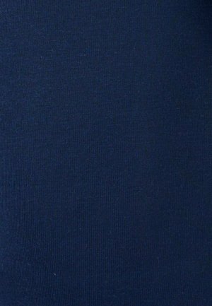 Tissu bleu marine avec une surface lisse et texturée, et un motif de côtes fin, adapté aux vêtements ou aux applications de rembourrage.