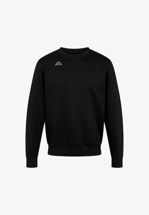 Czarny sweatshirt wykonany z bawełny, z okrągłym dekoltem, długimi rękawami i ściągaczami na mankietach, z białym logo na górnej lewej części klatki piersiowej.