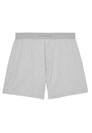 Jasnoszare bokserki męskie z elastycznym pasem, z logo "REISS" w pasującym szarym kolorze, miękki materiał i prosty design.