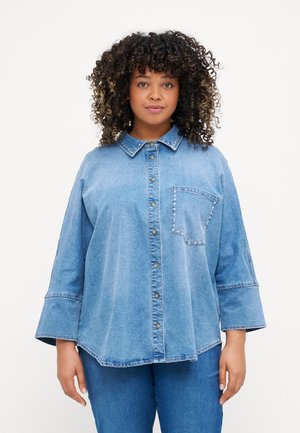 CARGRACE 3/4 STUD SHIRT - Skjortebluse - medium blue denim