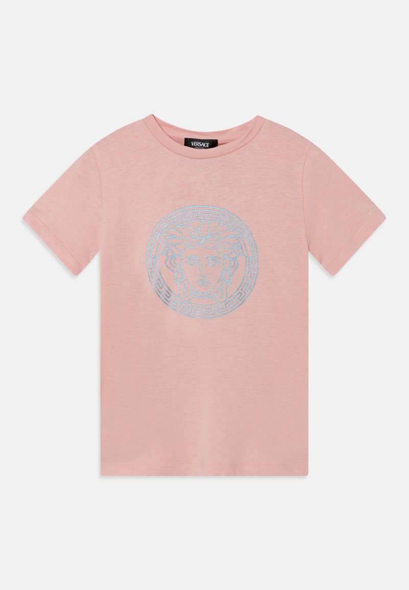 Versace MEDUSA GRECA LAMINA UNISEX - Apdrukāts T-krekls - dusty rose/blue