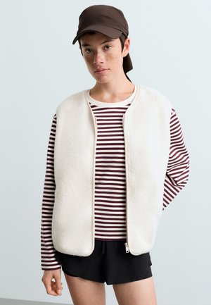 OYSHO, FAUX-SHEARLING GILET - Veste sans manches - ecru