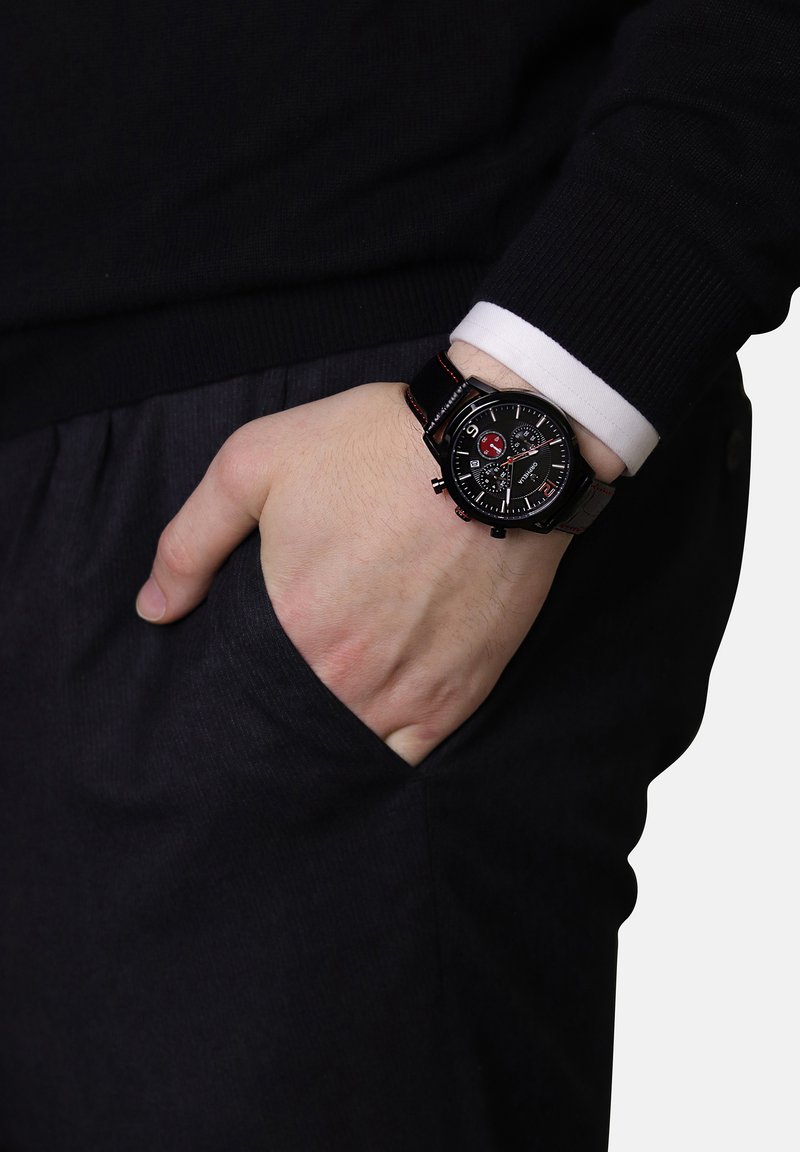 ORPHELIA Black Orologio Da Polso Donna, Quarzo, Cinturino, Quadro Rotondo Con Calendario