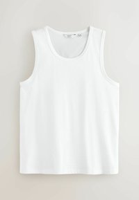 Débardeur blanc sans manches avec encolure ronde, taille moyenne, marque Next, présenté sur un fond clair.