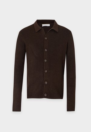 Pier One by Zalando, RIBBED KNIT CARDIGAN - Gilet - turkish coffee