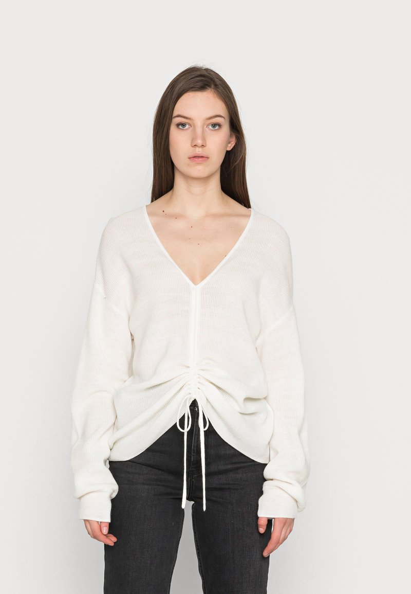 NA-KD CROPPED DRAWSTRING - Camisola - offwhite