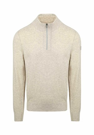 HALF ZIP PULLOVER - Strickpullover - grijs/beige