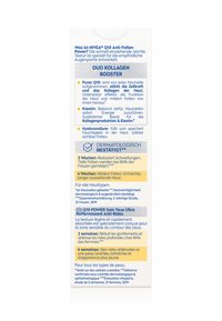 NIVEA Q10 Anti-Falten Power product packaging features a white background with blue and yellow text, showcasing details about skin benefits and usage.