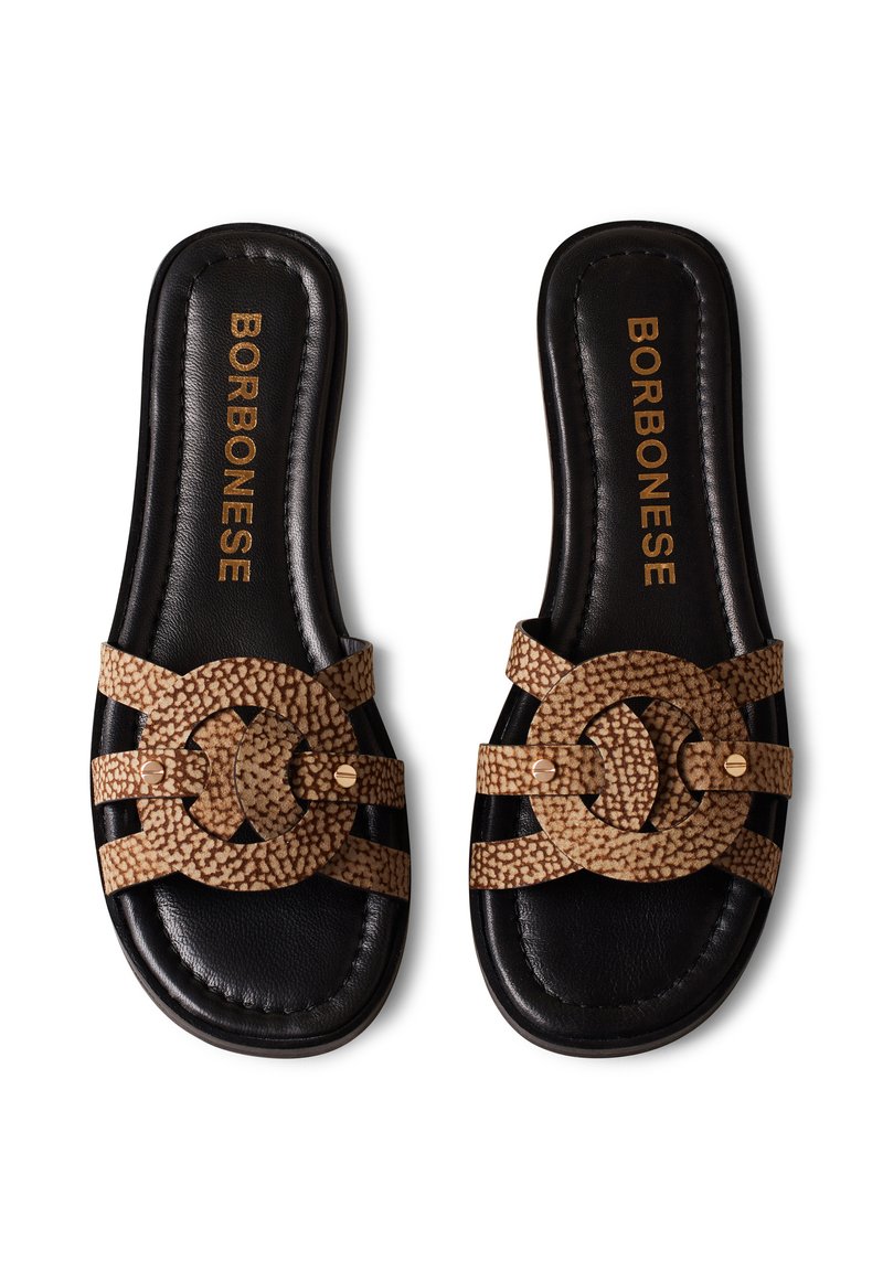 Borbonese SLIDERS Ciabattine nero op naturale/nero