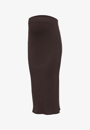 MAMALICIOUS, SKIRT HIGH WAIST MIDI SKIRT - Pencil skirt - chocolate torte