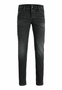 Τζιν slim fit σε μαύρο χρώμα με ξεθωριασμένες λεπτομέρειες, κούμπωμα με κουμπί και φερμουάρ, θηλιές για ζώνη και μπροστινές τσέπες.