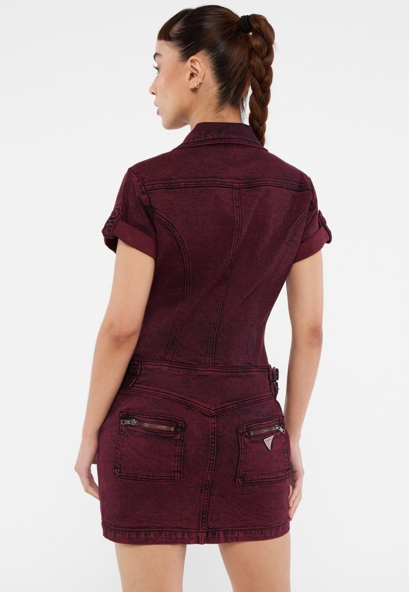 Guess UTILITY - Denim dress - bordeaux - Zalando