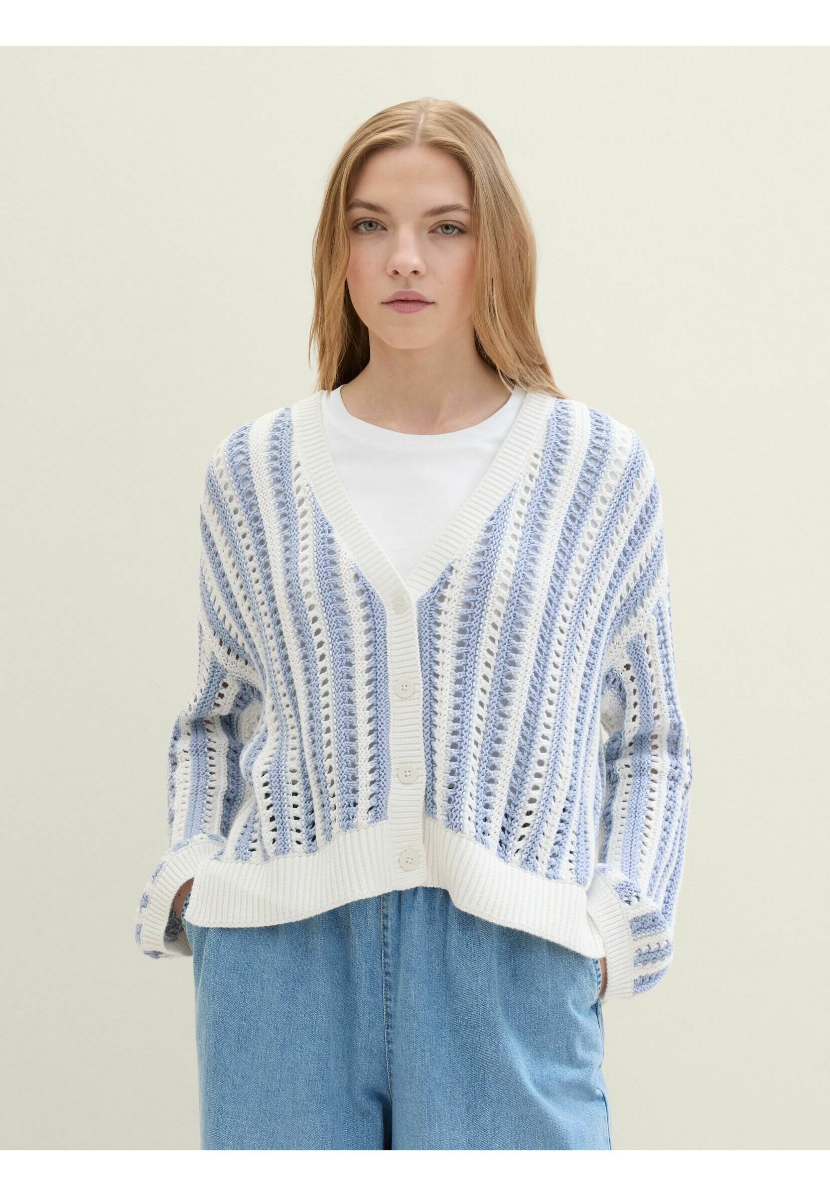 TOM TAILOR Denim Damen Strickjacke – Lockere Sommerjacke Aus Baumwolle, Regular Fit