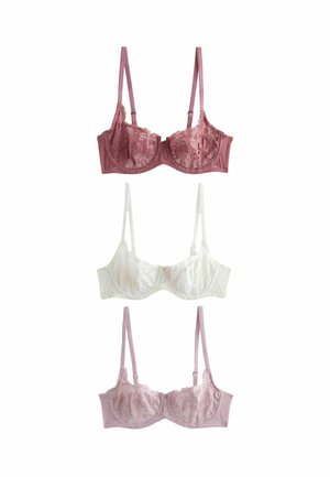 3 PACK - Kaarituelliset rintaliivit - mauve purple cream rose pink