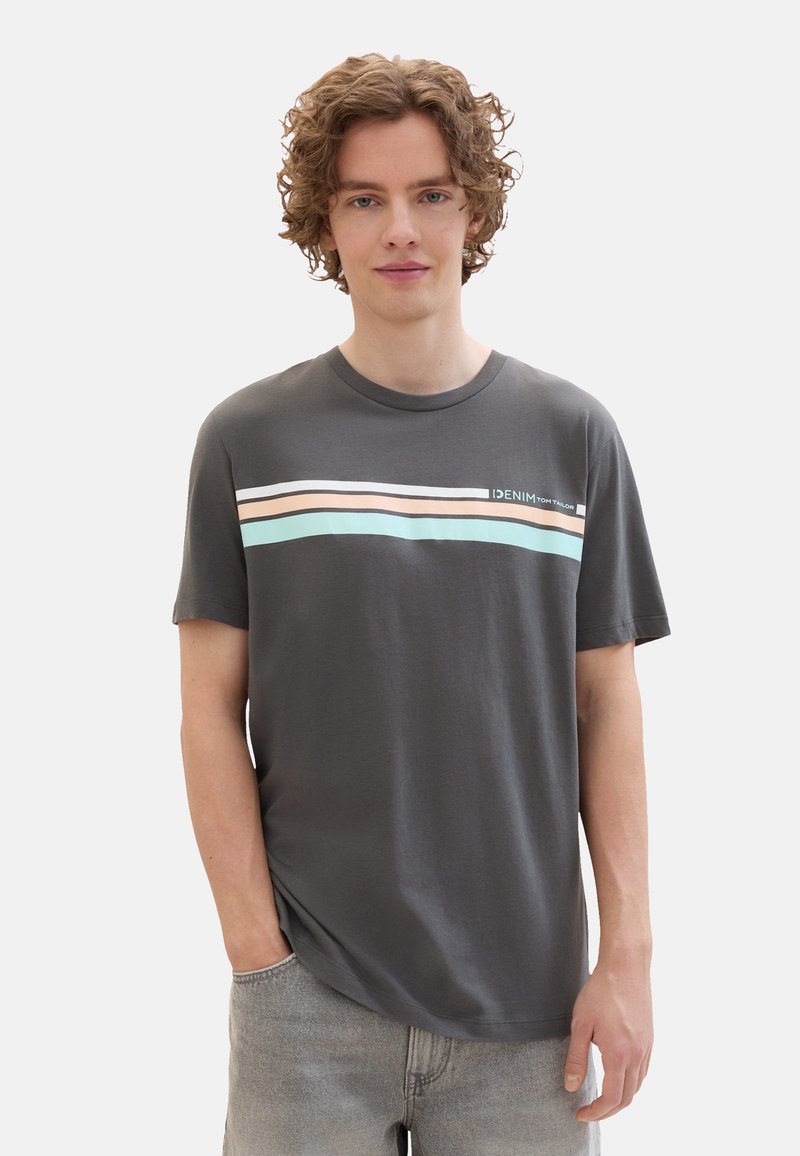 TOM TAILOR KURZARM - Triko s potiskem - grau