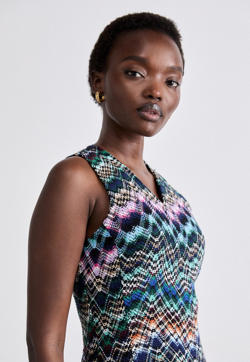Robe Missoni Sarcelle Et Dorée Taille IT 40 - Occasion En Parfait état