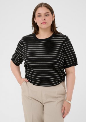 STRIPED - Tričko s potlačou - black feathergreymel narrow