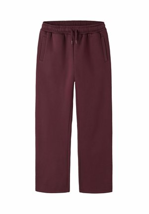 Bordeaux sweatpants met rechte pijpen, elastische tailleband en trekkoord, met twee zijzakken.