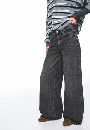 LOW-RISE - Wide leg - dark grey