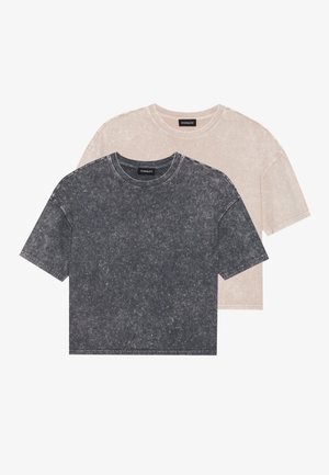 2 PACK - T-shirts med print - gray/mushroom