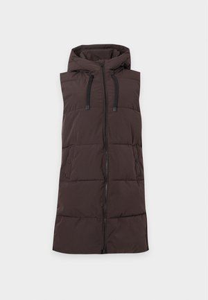 JDY, JDYBLAIR LONG HOOD WAISTCOAT - Γιλέκο - chocolate torte/black
