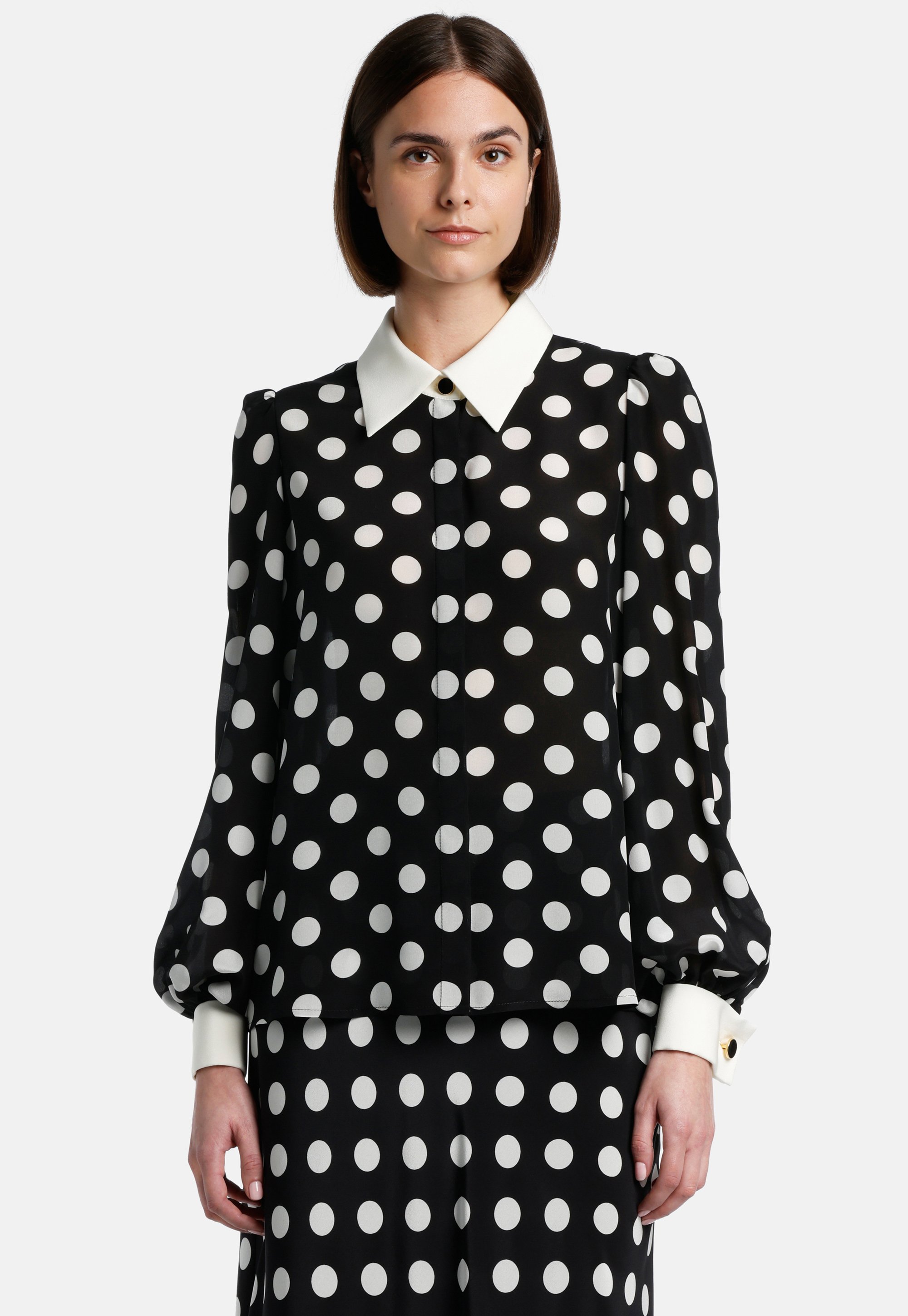 Luisa Spagnoli BONBON Button-down blouse fon nero pois panna