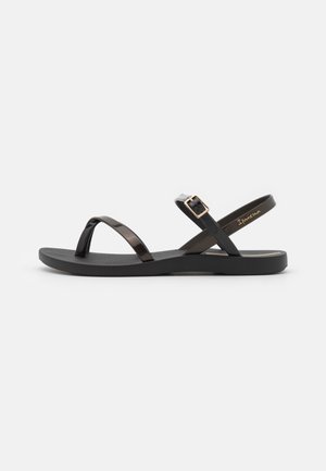 FASHION - T-bar sandals - black/gold