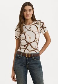 Lauren Ralph Lauren BELTING PRINT COTTON BLEND CREWNECK TEE - T-shirts med print - cream/multi-colored