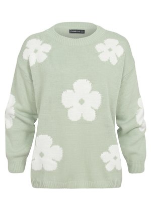 CREWNECK WITH FLOWERS - Strickpullover - beige