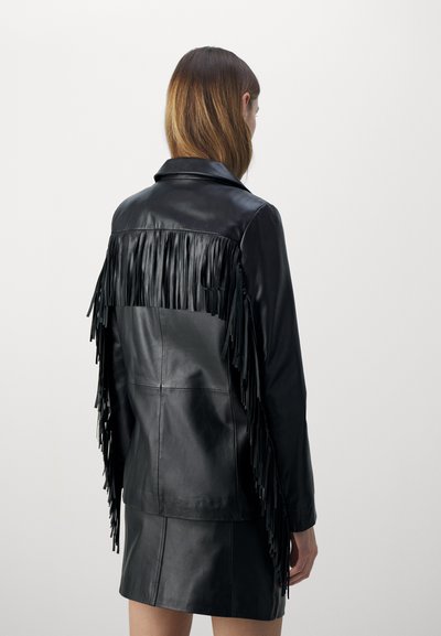 STUDIO ID ROXY FRINGED - Nahkjakk - black