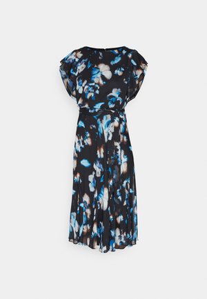 DKNY FLUTTER ASYMMETRICAL TOP MIDI DRESS - Kokteilinė suknelė / vakarėlių suknelė - blk multi