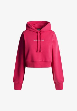 Geknipt roze hoodie van katoenmix, met een trekkoordcapuchon, lange mouwen, ribgebreide manchetten en "RED BULL RACING" in het wit gedrukt.