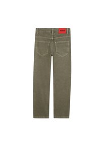 Olijfgroene jeans met een slim fit, voorzien van twee achterzakken en een rood HUGO label op de tailleband. Gemaakt van stevig denim stof.