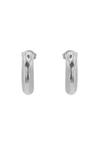 Orecchini a cerchio in argento, caratterizzati da una superficie liscia e lucida con forma arrotondata. Hanno un design di chiusura semplice per un facile utilizzo.