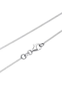 Silver chain necklace featuring a braided design, lobster claw clasp, and round links; marked with "925" for sterling silver.
