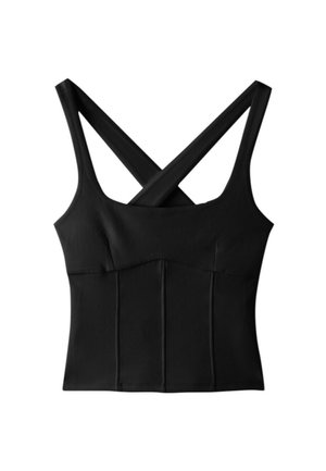 Stradivarius, FITTED TOP WITH VISIBLE SEAMS AND WIDE STRAPS - Débardeur - black