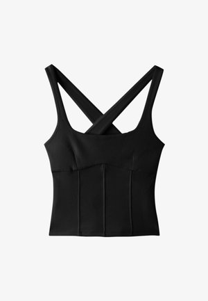 Stradivarius, FITTED TOP WITH VISIBLE SEAMS AND WIDE STRAPS - Débardeur - black