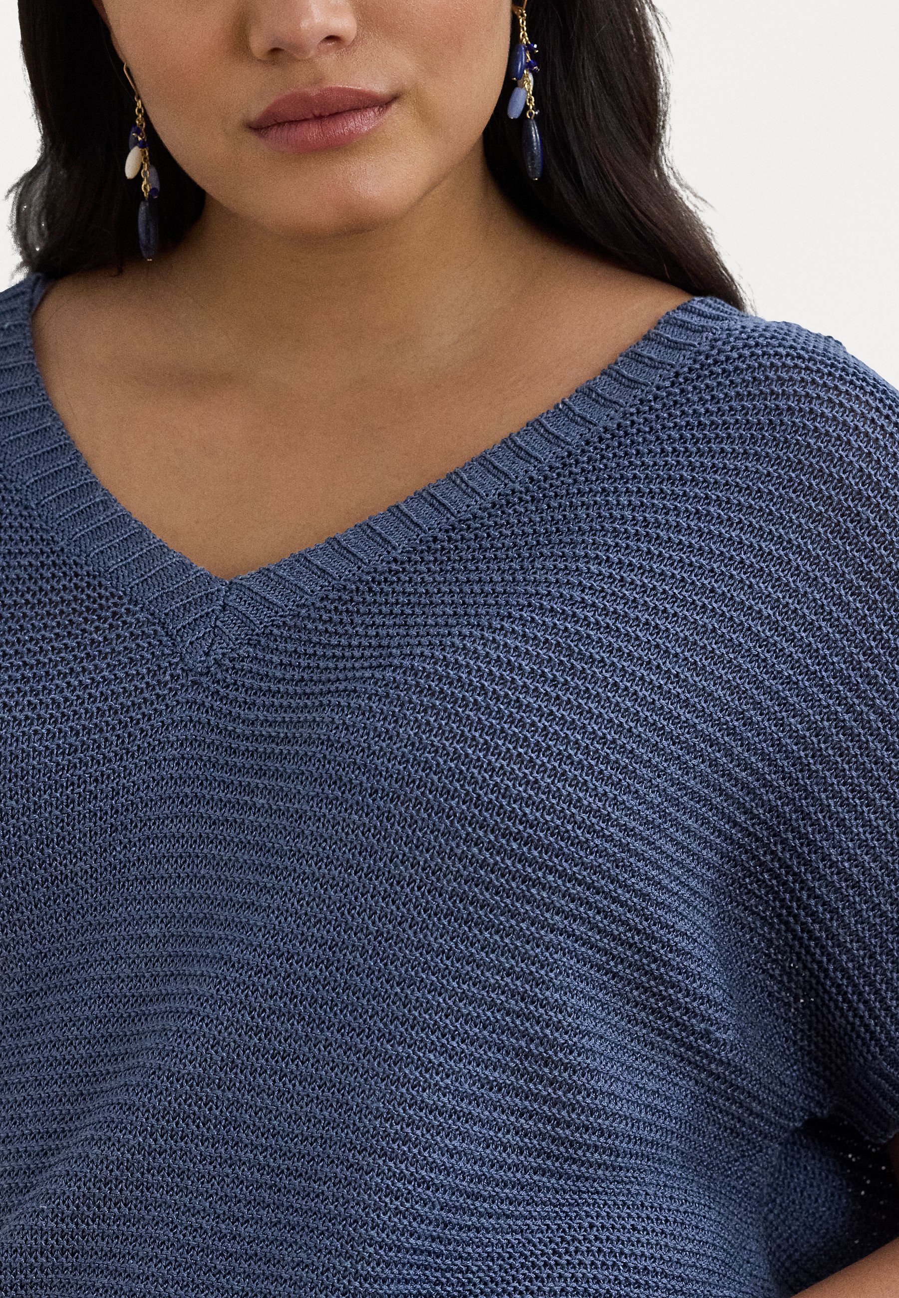 売れ筋商品|||ラルフローレン ニット&セーター アウター レディース Women's Linen-Blend Short-Sleeve V-Neck Sweater Capri Blue Lauren Ralph Lauren Women's Linen-Blend Short-Sleeve V-Neck